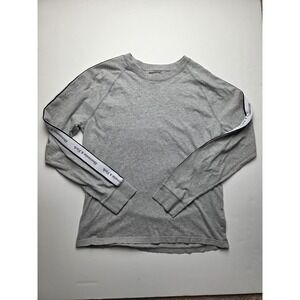 Abercrombie Fitch Mens Gray Long Sleeve T Shirt Crew Neck Logo Tape Size M